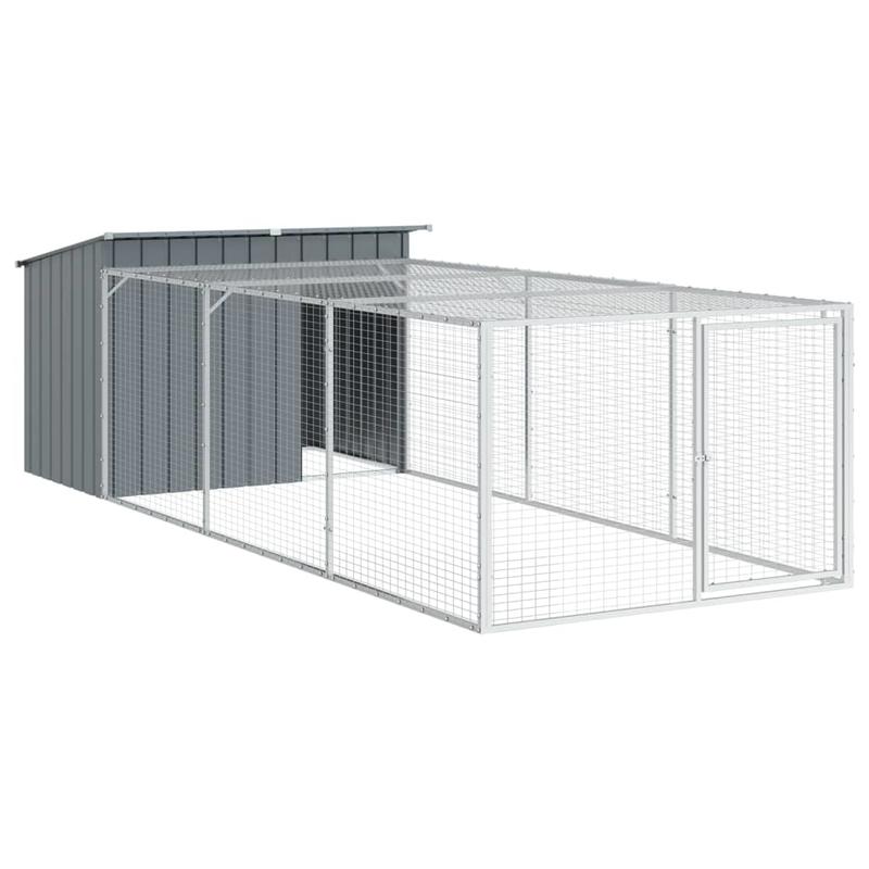 Hondenkennel – Hondenhok – Hondenren – Dierenverblijf – Hondenhuis – Gegalvaniseerd Staal – Ruim Interieur – Ventilatierooster – Dakoverstek – Weerbestendig – Eenvoudige Montage – Antraciet