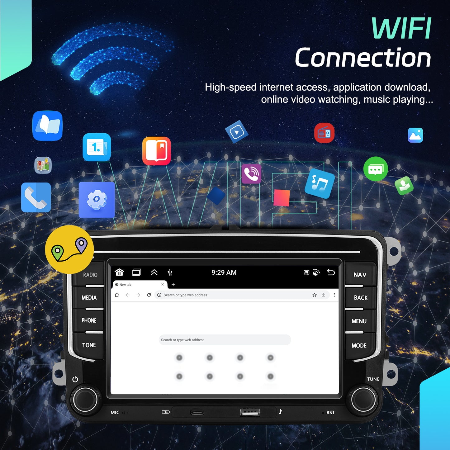 Android 15 Car Radio – Autoradio – Multimedia Systeem – Navigatiesysteem – Touchscreen Radio – 7 Inch Scherm – 6 GB RAM & 128 GB Opslag