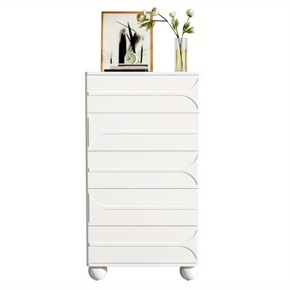 Ladenkast – Ladekast – Commode – Opbergkast – Metalen Kast – Wit – 5 Lades – Modern Relieff Design – Vrijstaand – Afgeronde Hoeken