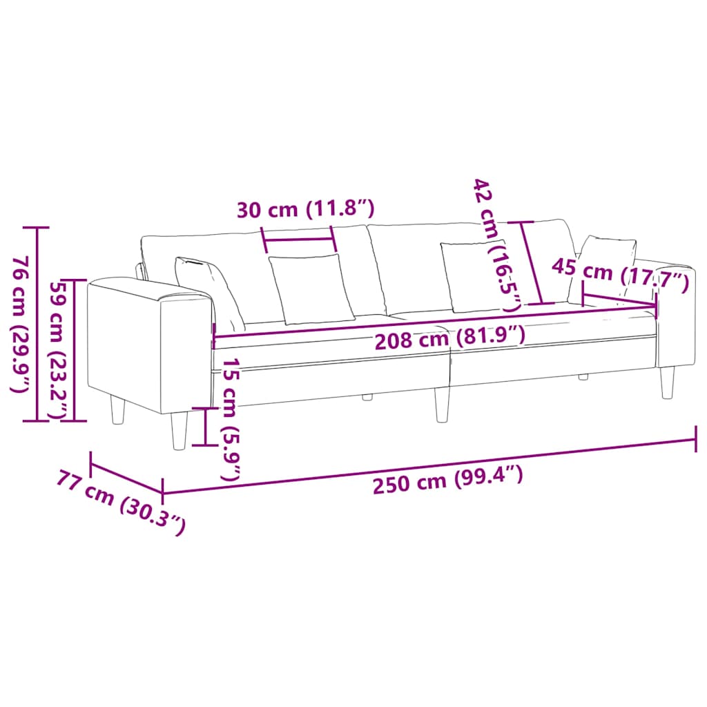 Velvet Bank – Sofa – Zitbank – Loungebank – Slaapbank – Crèmekleurig Fluweel – Stevig Houten Frame – Comfortabele Foamvulling