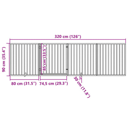 Vouwbare Hondenren – Hondenhek – Hondenafzetting – Hondenkooi – Hondenhok – Met Deur en Slot – 4 Panelen Populierenhout 320 cm Lang