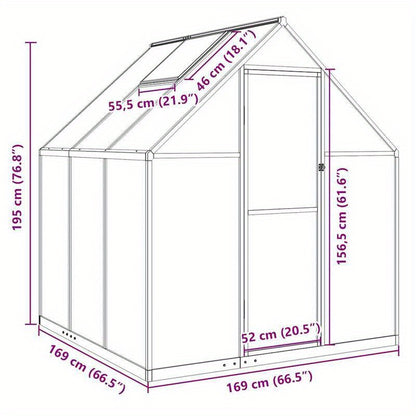 Kas – Kweekkas – Tuinkas – Foliekas – Broeikas – Aluminium Frame – 169x169x195 cm – Antraciet