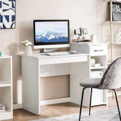 Bureau – Computertafel – Werkplek – Studietafel – Bureau met Lade – Modern Wit Design – Stevig MDF – 90 kg Draagvermogen