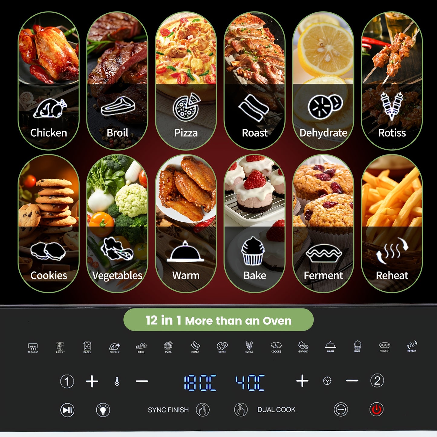 Airfryer – Heteluchtfriteuse – Mini Oven – Gezond Frituren – Digitale Air Fryer – XXL 23L Capaciteit – Dual Zone 2200W Met LED Touchscreen – 15 Programmatuur Met Receptenboek