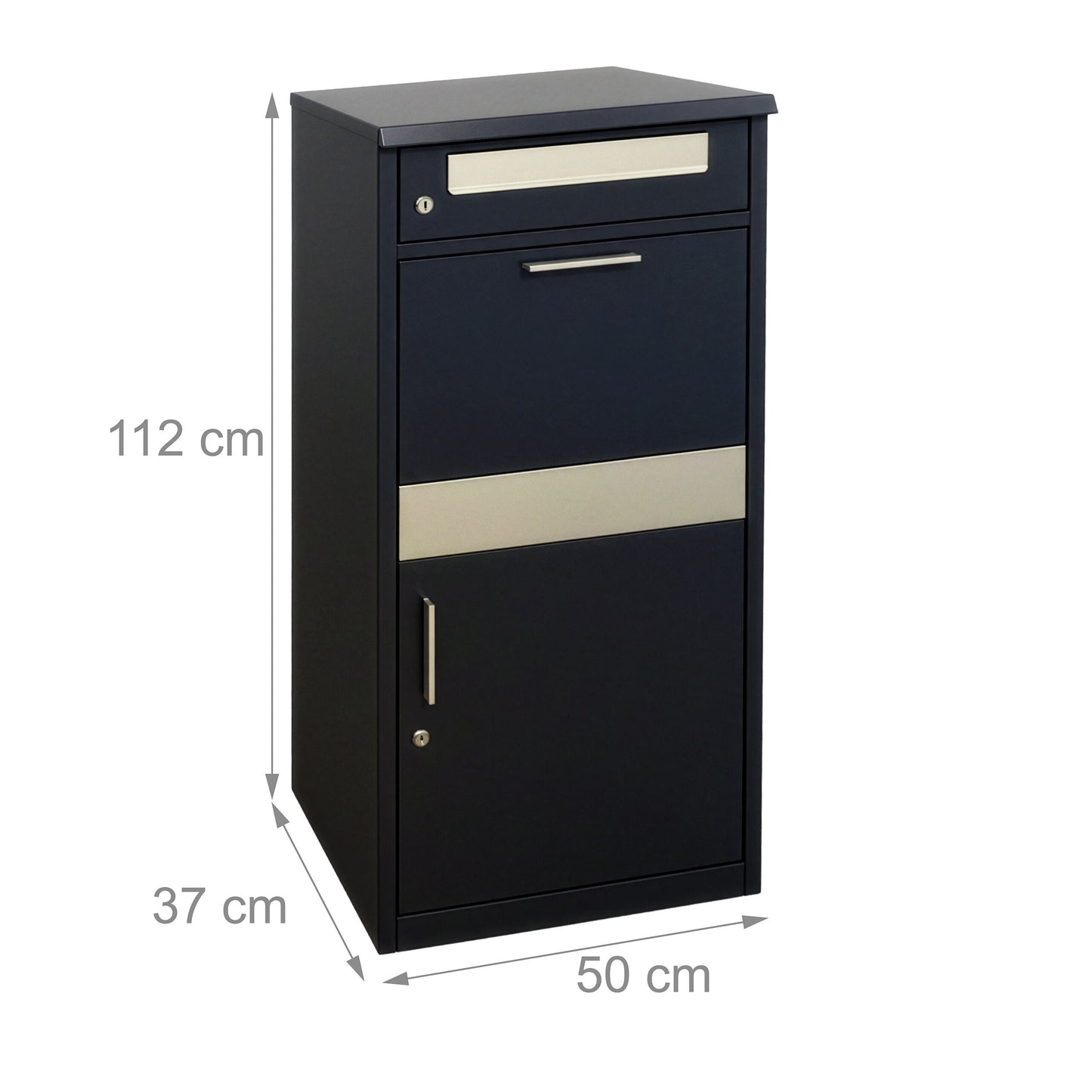 Brievenbus – Wandbrievenbus – Pakketbrievenbus – Postbus – Mailbox – Staand – Met Pakketvak – Gepoedercoat Staal & RVS – Inclusief Slot en 4 Sleutels