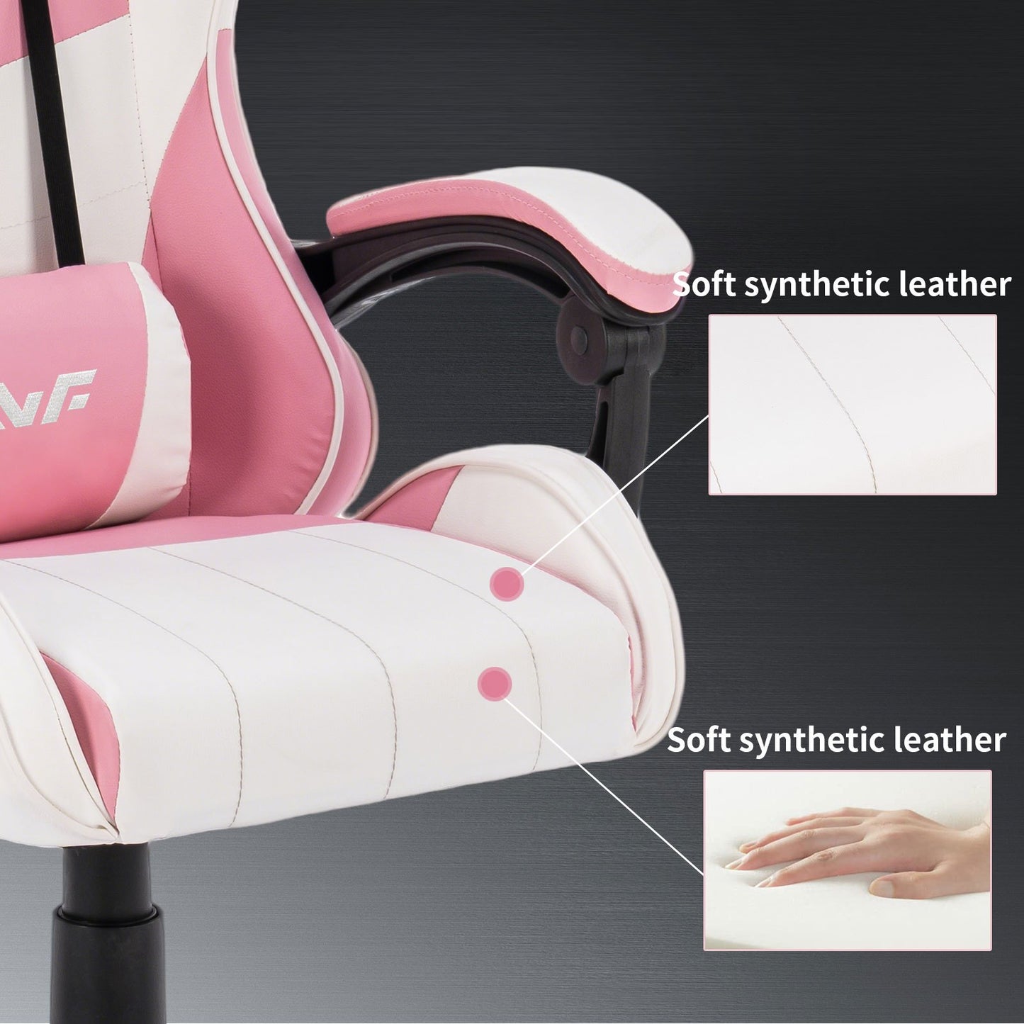 Gamestoel – Gaming Stoel – Game Stoel – Gaming Chair – Bureaustoel – Ergonomisch Design – Verstelbare Rugleuning & Zitting – Roze