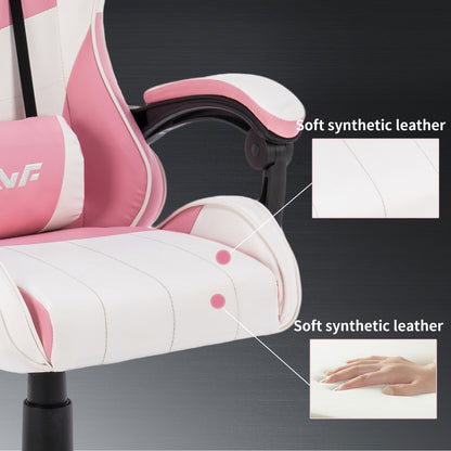 Gamestoel – Gaming Stoel – Game Stoel – Gaming Chair – Bureaustoel – Ergonomisch Design – Verstelbare Rugleuning & Zitting – Roze