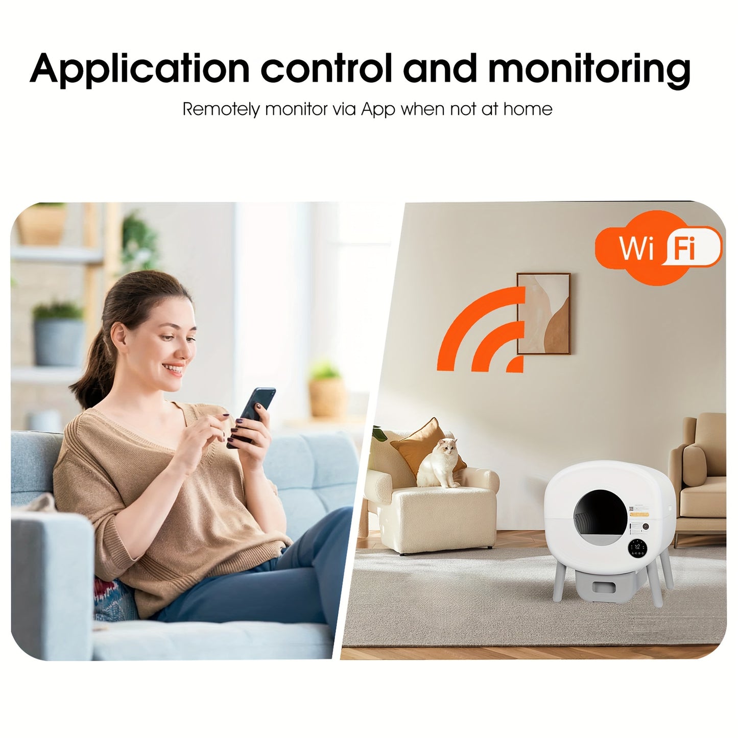 Slimme Zelfreinigende Kattenbak – Automatische Kattenbak – App-gestuurde Kattenbak – Zelfreinigende Bak – Grote Kattenbak – Infraroodsensor Veiligheid – 76 Liter Capaciteit