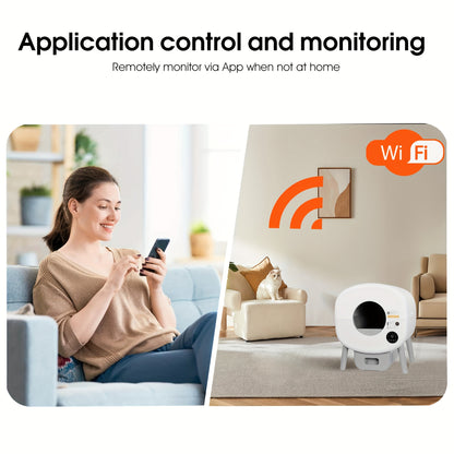 Slimme Zelfreinigende Kattenbak – Automatische Kattenbak – App-gestuurde Kattenbak – Zelfreinigende Bak – Grote Kattenbak – Infraroodsensor Veiligheid – 76 Liter Capaciteit
