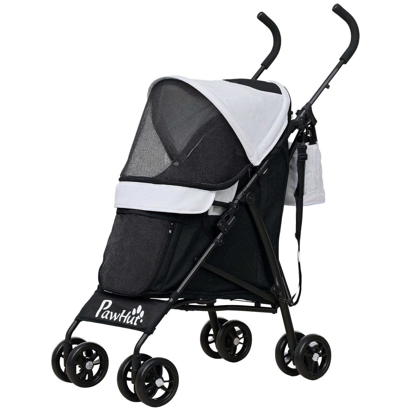 Huisdierbuggy – Dierenwagen – Hondenwagen – Kattenbuggy – Buggy Voor Huisdieren – Lichtgrijs – Lichtgewicht & Inklapbaar – Veiligheidsharnassen Met Gaasramen