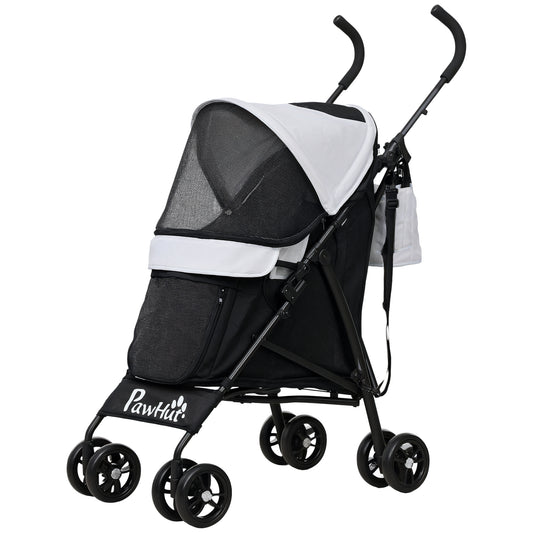 Huisdierbuggy – Dierenwagen – Hondenwagen – Kattenbuggy – Buggy Voor Huisdieren – Lichtgrijs – Lichtgewicht & Inklapbaar – Veiligheidsharnassen Met Gaasramen