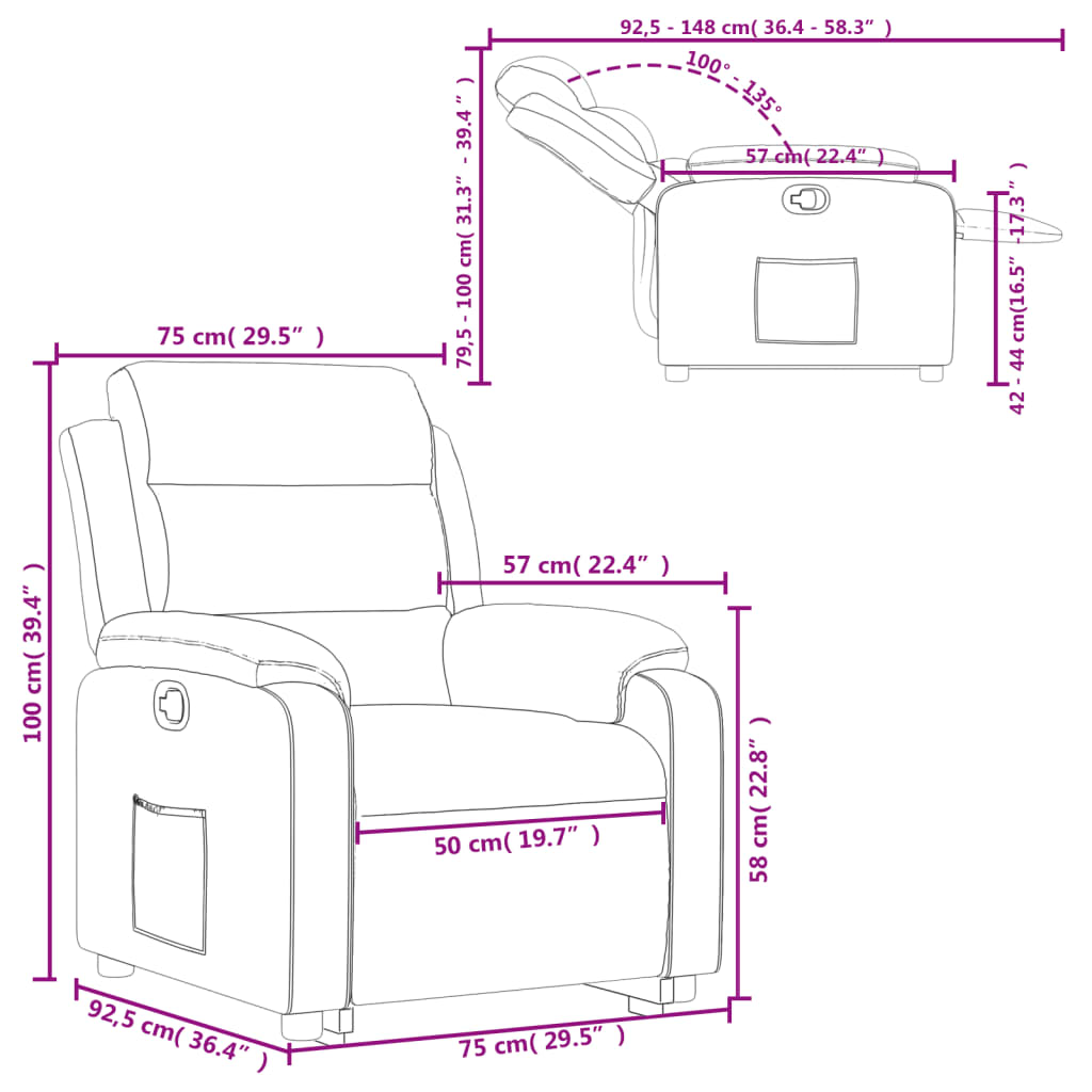 Staandmassagestoel – Staande Massagestoel – Verstelbare Relaxstoel – Massagestoel – Staande Stoel – Liftfunctie Voor Gemakkelijk Opstaan – Comfortabele Bekleding Donkerbruin