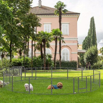 Dierenren – Puppy Ren – Hondenren – Konijnenren – Knaagdierren – Extra Groot 16 Panelen – Roestvrij Staal, Verstevigd Frame