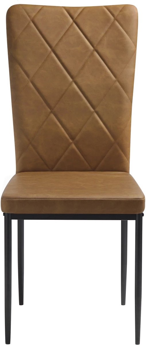 Chairs - Set Of 4 - Dining Room Chairs - Brown - Faux Leather - Dining Room - Upholstered - 94.5x41x43 Cm - Modern