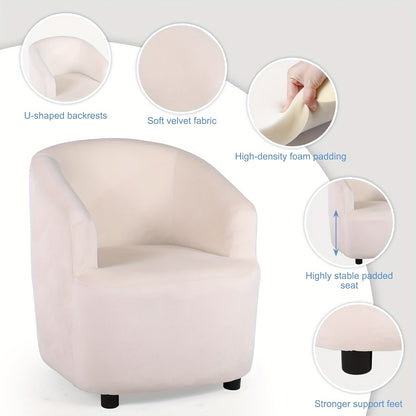 Velvetbank – Eenpersoonsbank – Zitbank – Fauteuil – Bankje – Beige Kleur – Zachte Fluwelen Bekleding – Stevig Metalen Frame