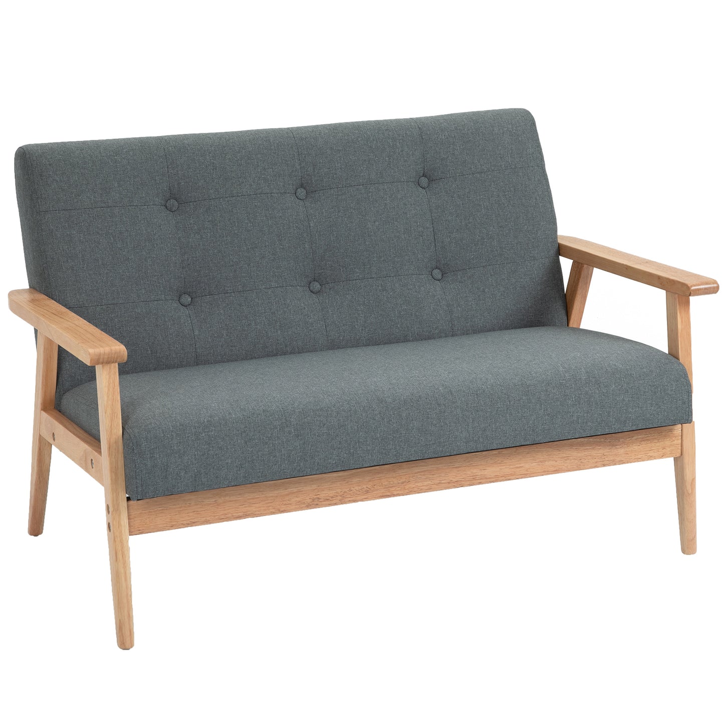 2-zits bank – 2-zits sofa – loveseat – zitbank – tweezitsbank – compact ontwerp – linnen bekleding – rubberwood frame – grijs