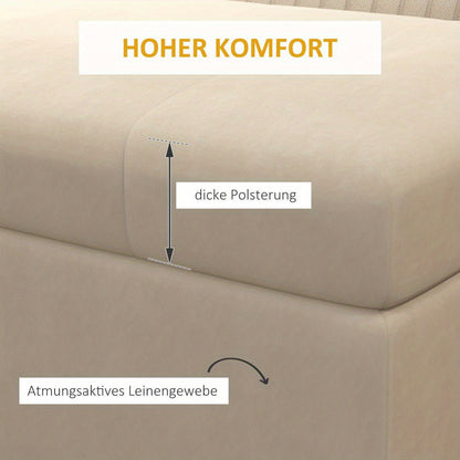 Opbergbank – Poef – Ottomane – Bank Met Opbergruimte – Gestoffeerde Bank – Lichtbruine Velvet – Met Stalen Poten – 110x44x49 cm – Draagvermogen 200 kg