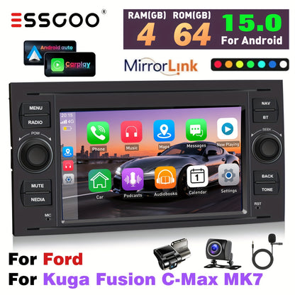 Android Autoradio – Multimedia Systeem – In-Car Entertainment – Navigatie Systeem – Auto Radio – 7 Inch HD Touchscreen – 4GB RAM 64GB Opslag – Inclusief AHD Camera & Dashcam