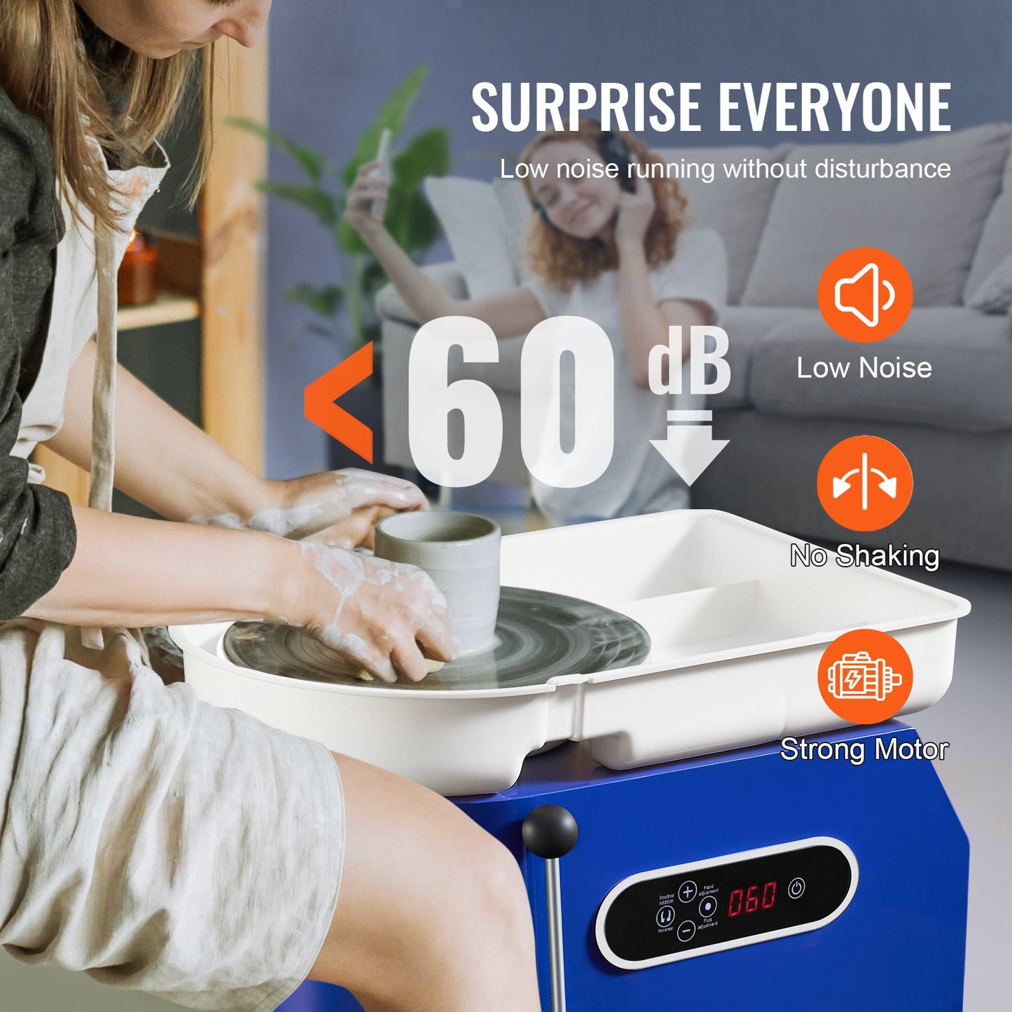 Keramiek Draaischijf – Pottenbakkersmachine – Pottenbakkerswiel – Pottenbakkersdraaibank – Keramiek Wiel – 28 cm Draaischijf – Krachtige 450W Motor