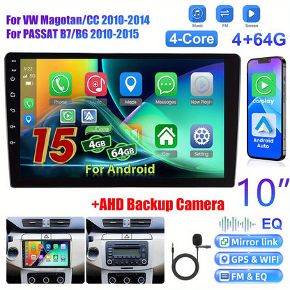 10 Inch Android Autoradio – Dubbel DIN Car Stereo – Multimedia Speler – Navigatiesysteem – Draadloos CarPlay & Android Auto – 25,4 cm Full HD Touchscreen – AHD Achteruitrijcamera Met Microfoon