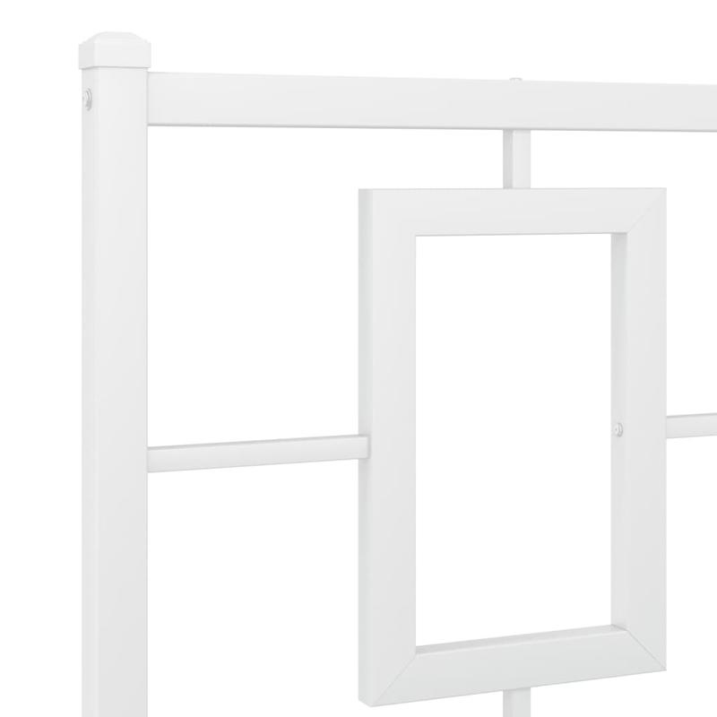 Modern White Metal Bed Frame with Headboard, 120x200cm - Powder-Coated Steel for Strength & Stability, Minimalist Design for Contemporary Bedrooms