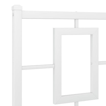 Modern White Metal Bed Frame with Headboard, 120x200cm - Powder-Coated Steel for Strength & Stability, Minimalist Design for Contemporary Bedrooms