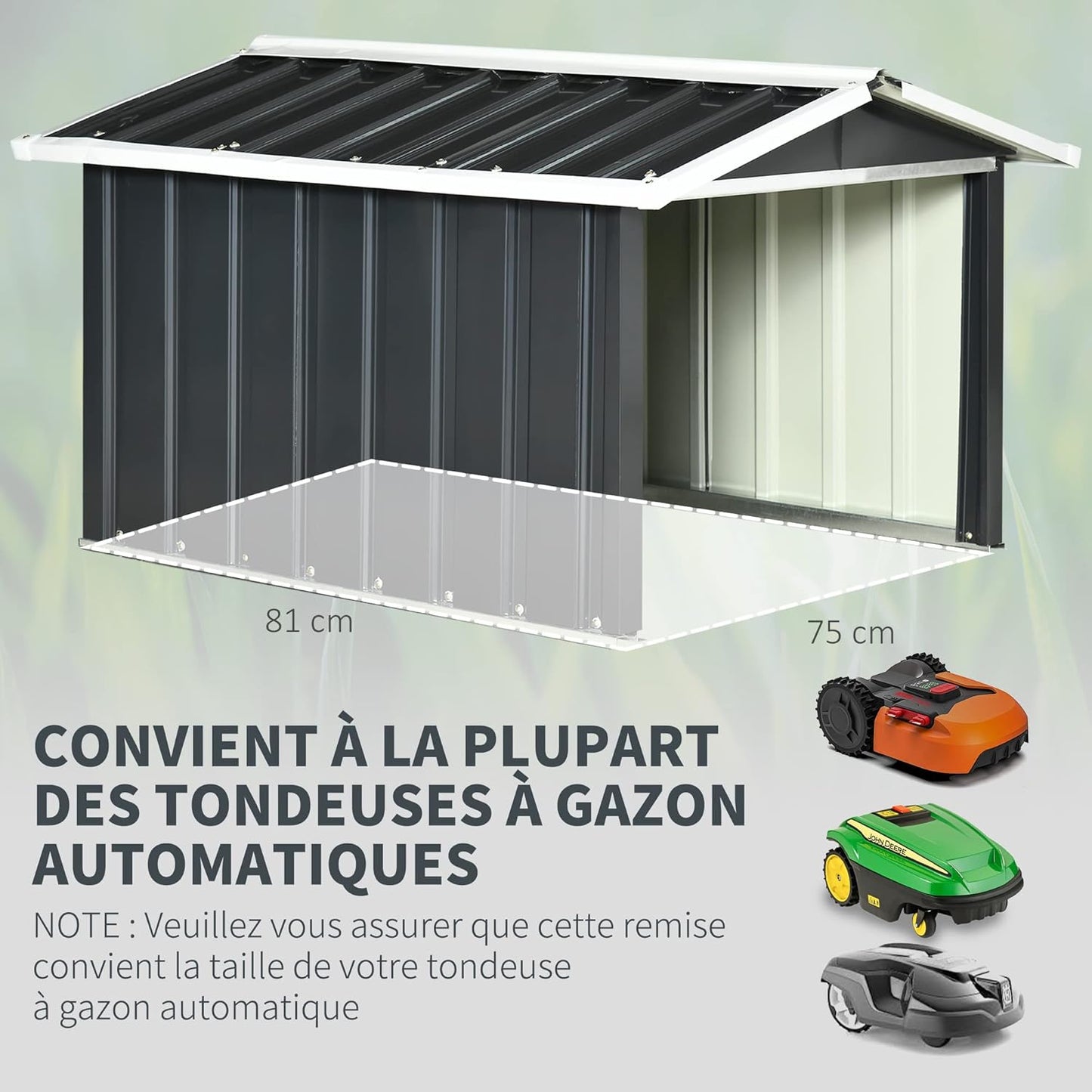 Robotmaaier Garage – Robotmaaier Schuur – Tuinberging – Opbergbox – Grasmaaier Bescherming – Met Schuifdeuren – Stalen Frame – Weerbestendig Antraciet