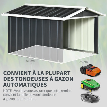 Robotmaaier Garage – Robotmaaier Schuur – Tuinberging – Opbergbox – Grasmaaier Bescherming – Met Schuifdeuren – Stalen Frame – Weerbestendig Antraciet