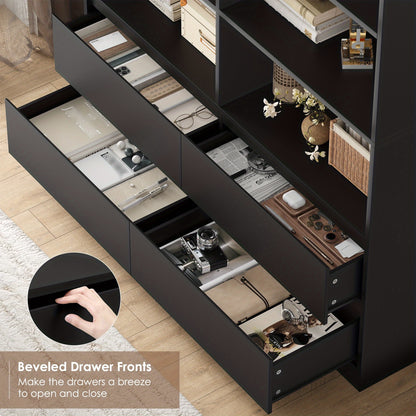 Boekenkast – Vakkenkast – Boekenrek – Opbergkast – Wandkast – Wit Houten Design – 6 Laags Met Lade – Compact & Stevig – Modern Mat Afgewerkt – 68,5 cm Hoog
