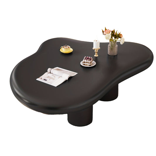 Salontafel – Koffietafel – Bijzettafel – Woonkamertafel – Banktafel – Onregelmatig Design – Hardhouten Constructie – Compact 91 cm – Eenvoudige Montage – Zwart