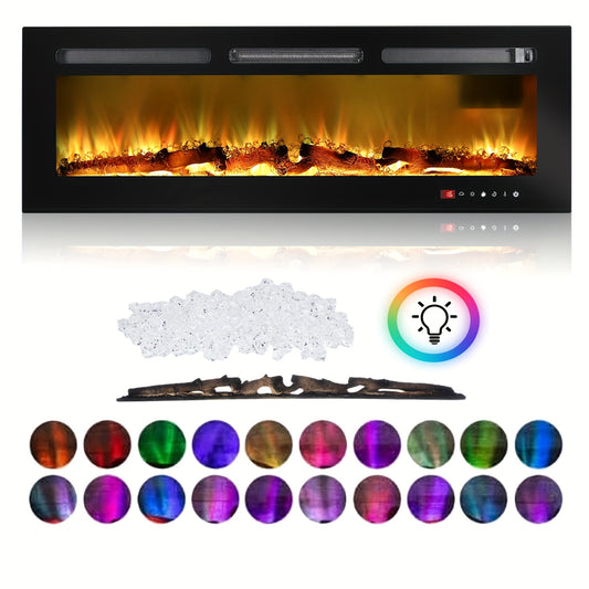Elektrische Haard – Sfeerkachel – Inbouwhaard – Wandhaard – Vrijstaande Haard – 2000W Verwarming – Instelbare 3D Vlam Kleuren