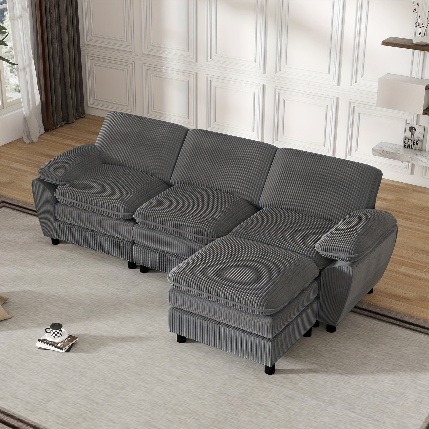 2-In-1 Bankbed – Slaapbank – Sofa Bed – Bedbank – Bank Sleeper – Verstelbare Rugleuningen – Houten Frame Donker Walnoot – Grijs – Comfortabel Schuim