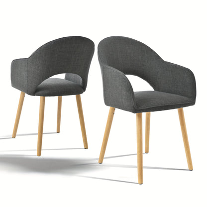 Eetkamerstoel – Kuipstoel – Stoel – Keukenstoel – Fauteuil – Set Van 2 – Polyester Bekleding – Houten Poten – Half Moon Rugleuning