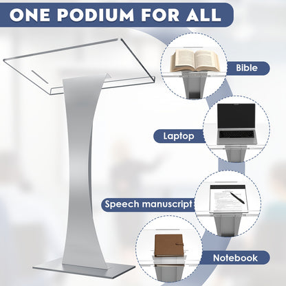 Spreektafel – Lectern – Podium – Presentatietafel – Pulpit – Upgrade – 10 mm Dikke Acrylplaat – Stevige IJzeren Basis Met Penhouder