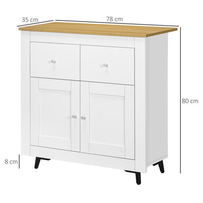 Kast – Opbergkast – Dressoir – Buffettafel – Meubel – Wit – Houtlook Plank – Soft-Close Deuren – Anti-Kantel Beveiliging