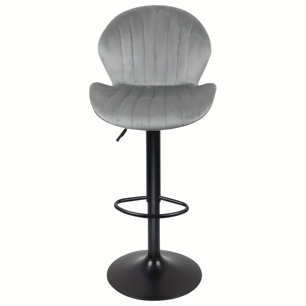 Bar Stools 2pcs - Adjustable Height Swivel Kitchen Chairs with Velvet Padded Seats & Shell-Shaped Backs, Modern Counter Stools Set for Home, Bar, Apartment (Easy Assembly | Space Saving Design), Kitchen Stools For Counter, Hi