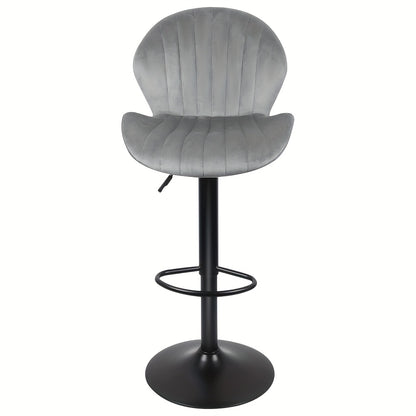 Bar Stools 2pcs - Adjustable Height Swivel Kitchen Chairs with Velvet Padded Seats & Shell-Shaped Backs, Modern Counter Stools Set for Home, Bar, Apartment (Easy Assembly | Space Saving Design), Kitchen Stools For Counter, Hi