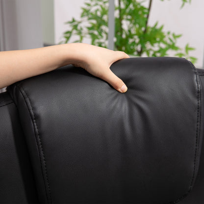 Bureaustoel – Bureaustoel Ergonomisch – Kantoorstoel – Leerlook Stoel – Werkstoel – Verstelbare Zithoogte – Comfortabele Gewatteerde Rugleuning – Zwart