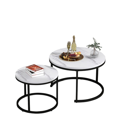 Ronde Bijzettafels – Salontafel – End Table – Nesting Tafels – Woonkamer Tafels – Set Van 2 – Hoogwaardig Metaal – Ruimtebesparend Design
