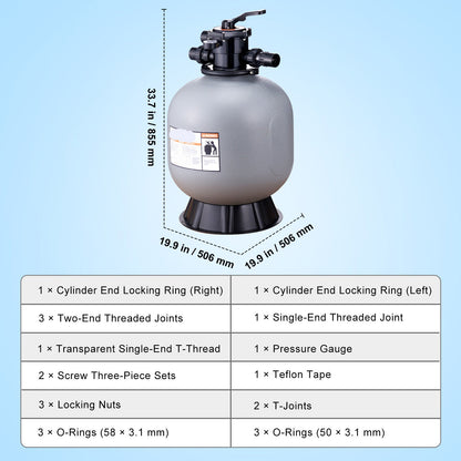 Zandfilter Voor Zwembaden – Zwembadfilter – Filterpomp – Zwembadreiniging – Waterzuivering – 55 Gallon Per Minuut – Weerbestendig Kunststof - QUORE