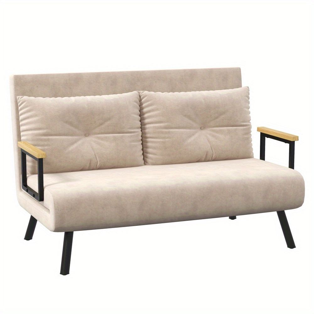 Slaapbank – Bedbank – Klapbank – Sofa Bed – 2-in-1 Bank – Verstelbare Rugleuning 180° – Memory Foam Kussens – Compact 102x73x81 cm – Stabiel Stalen Frame – Antislipvoeten