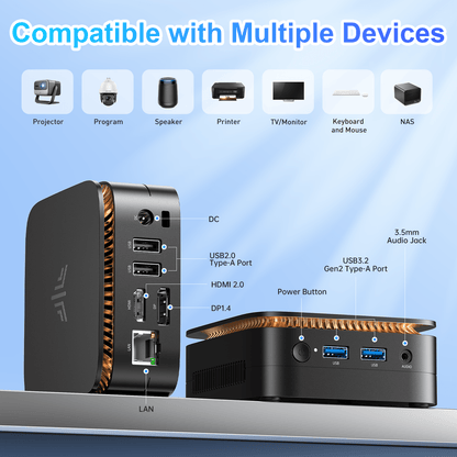 Mini Computer – Mini PC – Compact Desktop – Kleine PC – Energiezuinige Computer – 16GB RAM – 512GB SSD – Intel N95 – Dual 4K @60Hz Displays