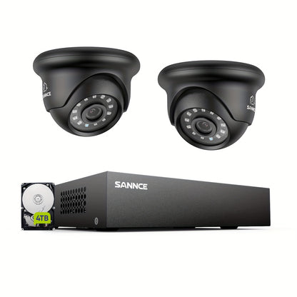 Beveiligingssysteem – Camerabewaking – Camera Set – CCTV Systeem – DVR Beveiliging – 4TB Harde Schijf – Nachtzicht & Mens- en Voertuigdetectie