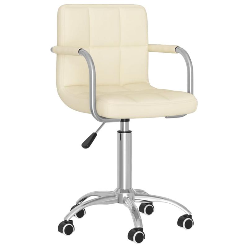 Swivel Office Chair in Cream Fabric – Stylish Design with 360° Rotation, Easy to Move with Wheels – Perfect for Home, Office, Bar, or Dining Room Use