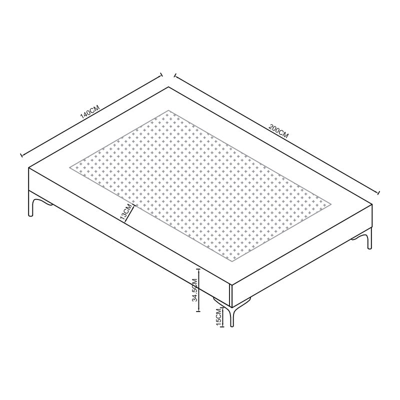 Tweepersoonsbed – Dubbelbed – Slaapbed – Bedframe – Boxspringbed – Donkergrijs – Afneembare Wasbare Stof – Stevig Multiplex Frame 140x200 cm
