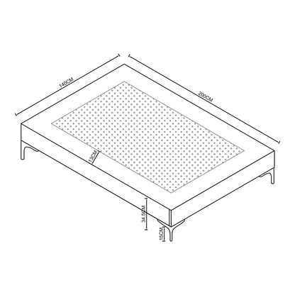 Tweepersoonsbed – Bedframe – Opbergbed – Gestoffeerd Bed – Slaapbank – 140x200 cm – Stevig Plywood Frame – Afneembare Blauwe Polyester Bekleding