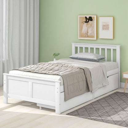 Eenpersoonsbed – Eenpersoonsbedden – Jeugdbed – Volwassenenbed – Bed met Opbergladen – Grenenhouten Frame – Geschikt voor Matras 90x200 cm