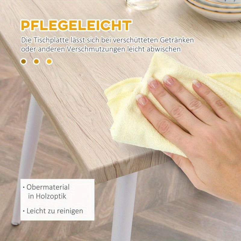 3-Teilige Essgruppe Esstisch Mit 2 Stühlen Esszimmergruppe Mit Metallgestell Sitzgruppe Für Esszimmer, Küche Nautr+Weiß, Moderne Küchenmöbel, Schneller Aufbau, Platzsparend, Esstisch Im Landhausstil Geeignet Für Wohnzi