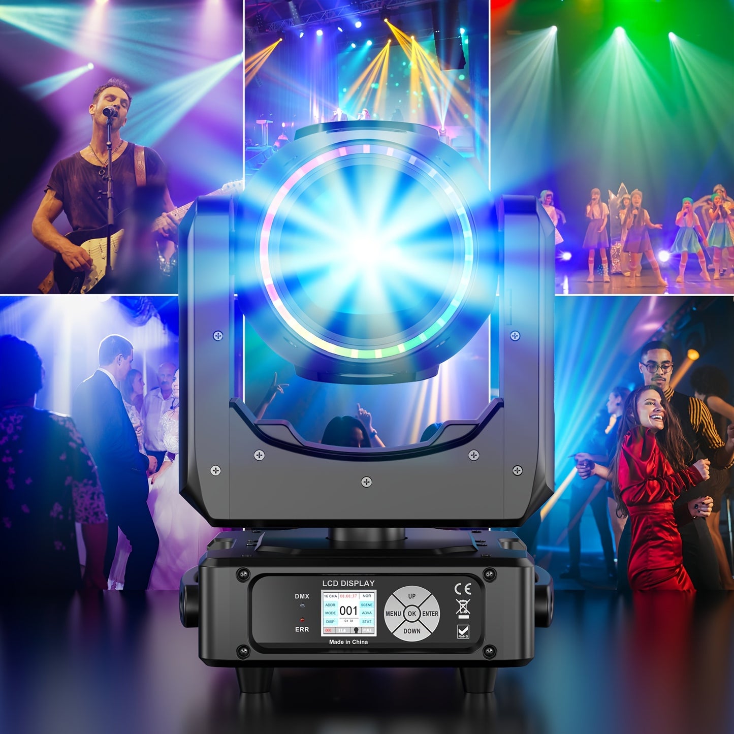 Moving Head – Podiumverlichting – DJ Licht – Disco Lamp – Lichteffect – 230W Vermogen – 48-Lens Honingraatprisma