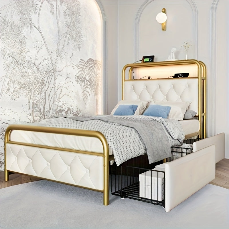 Bedframe – Bedbodem – Slaapbank – Eenpersoonsbed – Tweepersoonsbed – Modern Wit – Platform Bedraad Met Hoofdbord – Duurzaam Bamboe – Voorgemonteerd